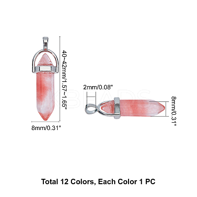 Natural & Synthetic Gemstone Pointed Pendants with Alloy Findings G-PH0001-06-1