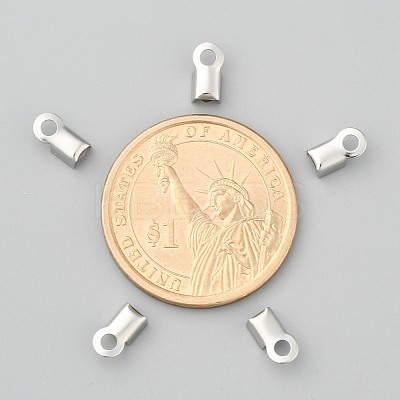 Tarnish Resistant 304 Stainless Steel Fold Over Crimp Cord Ends STAS-M009-01A-1