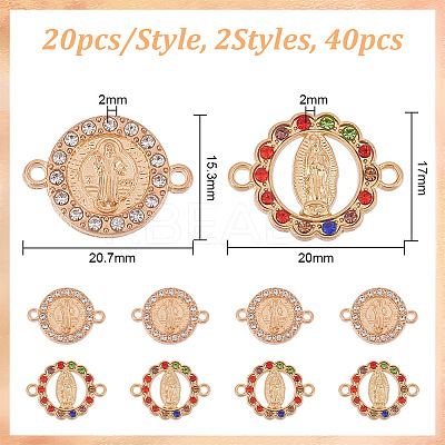 40Pcs 2 Styles Flat Round Alloy Connector Charms FIND-GO0001-33-1
