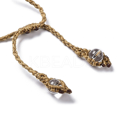 Natural Quartz Crystal Bullet Braided Bead Bracelet BJEW-K225-01B-1