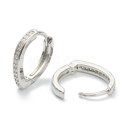 Brass Micro Pave Clear Cubic Zirconia Huggie Hoop Earrings EJEW-A058-26P-1