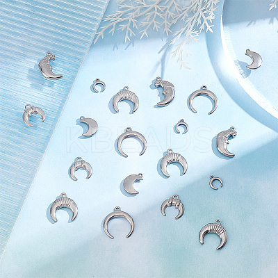 24Pcs 6 Style 304 Stainless Steel Charms STAS-PH0001-74-1