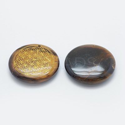Natural Tiger Eye Pendants G-O163-D02-1