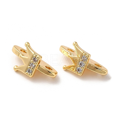 Brass Micro Pave Clear Cubic Zirconia Slide Charms KK-P239-20G-1
