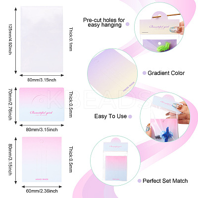 100Pcs Rectangle Gradient Color Paper Hair Clip Display Cards CDIS-TA0001-32-1