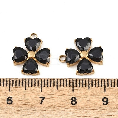 304 Stainless Steel Micro Pave Cubic Zirconia Pendants STAS-I352-07G-B02-1