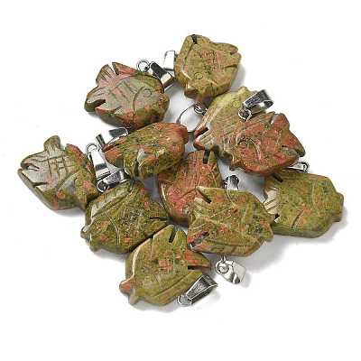Natural Unakite Pendants G-B127-16P-07-1