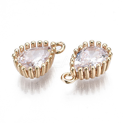 Brass Clear Cubic Zirconia Charms X-KK-S359-129-B01-RS-1
