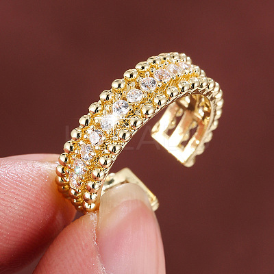 Brass Micro Pave Cubic Zirconia Cuff Open Rings WG3C068-01-1