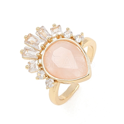 Brass with Natural Rose Quartz Finger Rings GG-CBACC2B-07G-08-1