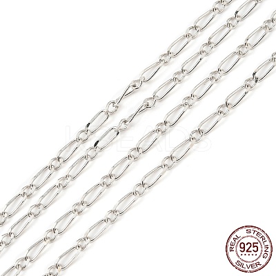 Anti-Tarnish Rhodium Plated 925 Sterling Silver Figaro Chains STER-F052-15P-1