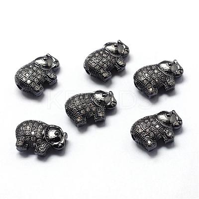 Rack Plating Brass Cubic Zirconia Beads ZIRC-S032-01B-1