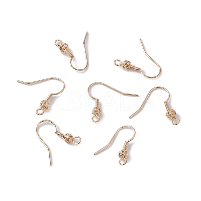 Ion Plating(IP) Brass Round Beaded Earring Hooks KK-G438-01G-1
