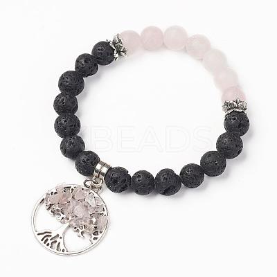 Natural Gemstone Charm Bracelets BJEW-JB03252-1