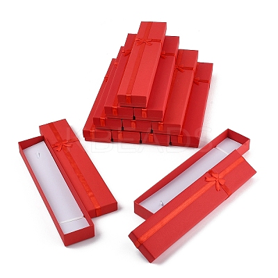 Cardboard Jewelry Necklace Boxes with Bowknot CON-YWC0006-01A-1