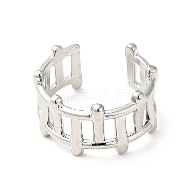Non-Tarnish 304 Stainless Steel Fence Shape Open Cuff Ring RJEW-I085-22P-1