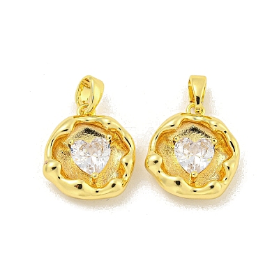 Brass Micro Pave Clear Cubic Zirconia Pendants KK-G490-03G-1