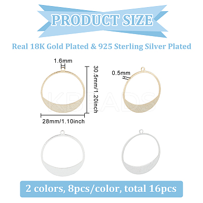16Pcs 2 Colors Brass Pendants KK-BC0011-21-1