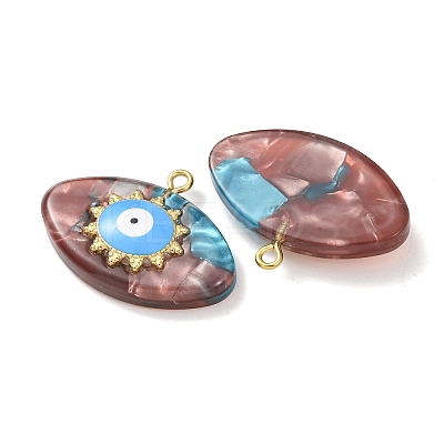 304 Stainless Steel Resin Pendants STAS-F352-07D-06-1