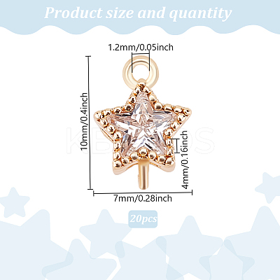 20Pcs Brass Pave Clear Cubic Zirconia Links KK-GO0001-95-1