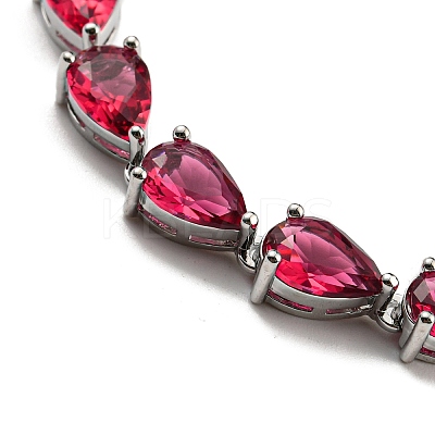 Rack Plating Brass Pave Cubic Zirconia Teardrop Links Bracelets for Women BJEW-H604-01P-06-1