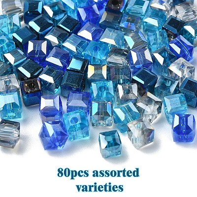 80Pcs 5 Colors Electroplate Glass Beads EGLA-YW0001-78-1