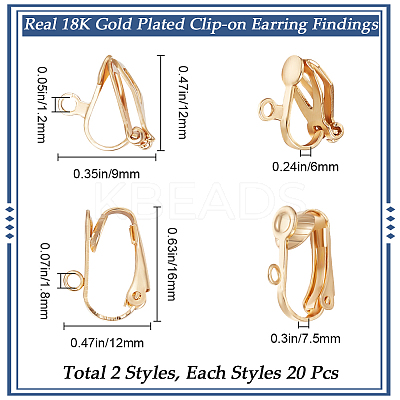 40Pcs 2 Style 304 Stainless Steel Clip-on Earrings Findings STAS-BBC0003-99-1