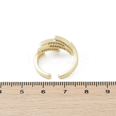 Brass Micro Pave Clear Cubic Zirconia Cuff Rings for Women RJEW-S400-02G-1