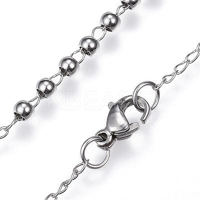 Non-Tarnish 304 Stainless Steel Rosary Bead Necklaces NJEW-D285-40P-1