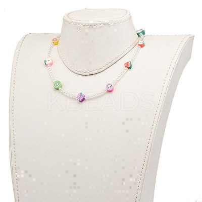Colorful Polymer Clay Fruit Kids Beaded Necklaces NJEW-JN03288-1