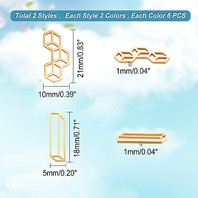 24Pcs 4 Style 201 Stainless Steel Filigree Joiners Links STAS-DC0008-64-1