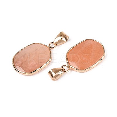 Natural Pink Aventurine Pendants G-N349-04G-G-1