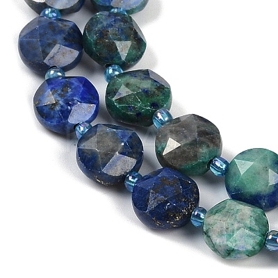 Natural Chrysocolla and Lapis Lazuli Beads Strands G-C116-A18-01-1