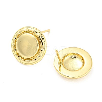 Rack Plating Brass Flat Round Stud Earrings for Women EJEW-F326-27G-1