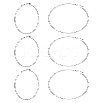 3 Pairs 304 Stainless Steel Ring Hoop Earrings EJEW-LP0001-04-1