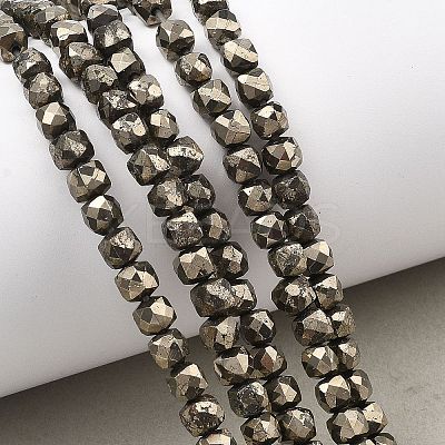 Natural Gold Pyrite/Golden Pyrite Beads Strands G-G458-G01-5x5mm-1