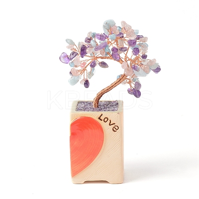 Heart Money Tree Natural Gemstone Bonsai Display Decorations DJEW-G027-16RG-02-1