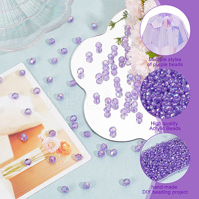 800Pcs UV Plating Transparent Acrylic Beads PACR-GO0001-01-1