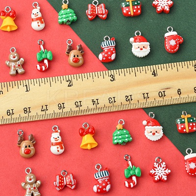 24Pcs 12 Styles Christmas Theme Opaque Resin Pendants RESI-FS0001-86B-1