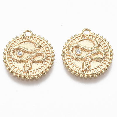 Brass Micro Pave Cubic Zirconia Pendants KK-R130-006G-NF-1