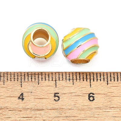 Brass Enamel European Beads KK-C087-24G-1