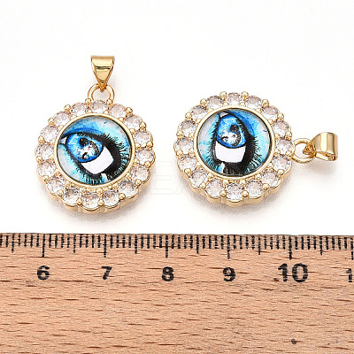 Brass Micro Pave Clear Cubic Zirconia Pendants for Women KK-T070-92A-04-1