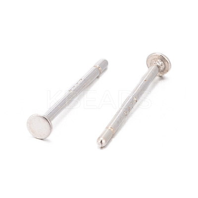 925 Sterling Silver Flat Pad Stud Earring Findings STER-K167-045A-S-1
