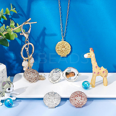 10Pcs 5 Colors Brass Diffuser Locket Pendants KK-BC0008-30-1