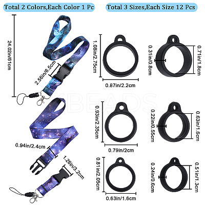 2Pcs 2 Style Polyester Ribbon Card Holder Lanyard DIY-GF0008-32-1