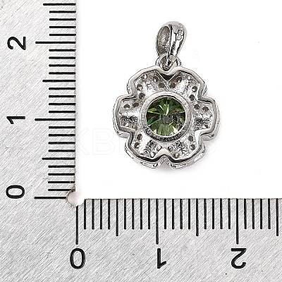 925 Sterling Silver  Moissanite Rhinestone Flower Charms STER-D308-01B-P-1
