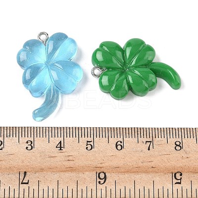 Transparent Resin Clover Pendants CRES-B023-03-1