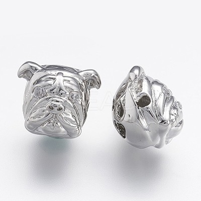 Brass Micro Pave Cubic Zirconia Puppy Beads ZIRC-F041-19P-1