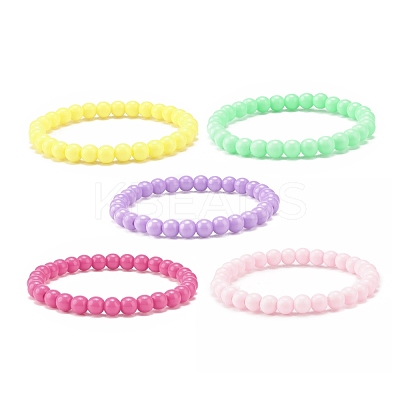 Candy Color Acrylic Beaded Stretch Bracelet for Kids BJEW-JB08053-1
