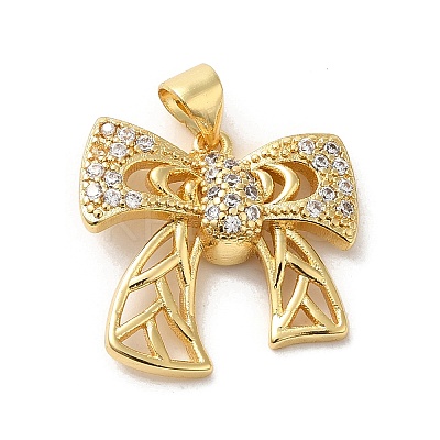 Rack Plating Brass Micro Pave Clear Cubic Zirconia Pendants KK-A206-05J-G-1